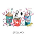 Creative nurse and doctor medical themed heat transfer iron-on decal sticker 25x14.6cm - Creative Medical Coffee Cup (DH1795) / 25X14.6CM