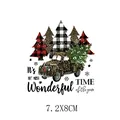 Transfert thermique camion de Noël avec arbres léopard et texte festif, taille 7,2x8 cm - Camion de Noël à Imprimé Léopard (AT1414) / 7.2x8cm