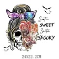 Αυτοκόλλητο θερμομεταφοράς Halloween νεκροκεφαλή και τριαντάφυλλα Sorta Sweet Spooky - Στυλ Κρανίο Με Λουλούδια (DH1658) / Συσκευασία 24x22.2cm