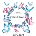 Autocollant transfert thermique aquarelle couronne de papillons pour vêtements 23x23cm - Invitation Papillon Aquarelle (DH0135-1) / 23x23cm