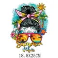 Summer Vibes hitteoverdracht sticker voor DIY kleding en tassen maat 18,8x25cm - Meisje met Ananas Hoofdband (TH0750) / 18.8x25cm