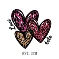 Three leopard print hearts heat transfer patch for Valentine's Day clothes DIY decoration - Overlapping Leopard Hearts Style (AT0173) / 8x7.2cm