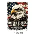 Distressed US 250th Anniversary heat transfer patch featuring bald eagle and flag design - Bald Eagle Anniversary Style (DS1269) / 17.6x24cm