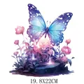 Vibrant watercolor blue butterfly heat transfer patch for DIY clothes, size 19.8x22cm - Light Shadow Butterfly (DS0304)