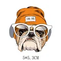 Adesivo termoadesivo bulldog con berretto arancione per abbigliamento fai da te DIY - Stile Cane Cool (AT0573)