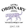 Purple leopard heat transfer patch with extraordinary wildlife slogan 22x17cm - Purple Leopard (DH0642)