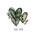 Green heart heat transfer patch with leopard and clover pattern 8x6.8cm - Clover Leopard Heart Style (AT0224) / 8x6.8cm