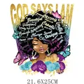 Inspirational black girl heat transfer decal with butterflies, 21.6x25cm size. - Black Girl Profile Inspirational Quote Style (DH1587)