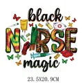 Black Nurse Magic heat transfer sticker for clothing, 23.5x20.9cm graphic patch - 23.5X20.9CM