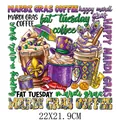 Mardi Gras Coffee carnival heat transfer design for clothes, 22x21.9cm DIY decal - Mardi Gras Coffee Style (DH1158)