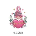 Valentine's Day heart gnome heat transfer iron-on patch for clothing, 6.3x8cm size - Polka Dot Hat Gnome Style (AT0229) / 6.3x8cm