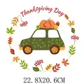 Thanksgiving cartoon car pumpkin and autumn leaves heat transfer patch 22.8x20.6cm - Large Pumpkin Wreath Car (DH1145) / 22.8x20.6cm