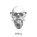 Decalcomania teschio hipster con occhiali e barba per abbigliamento fai da te 6x8cm - Stile Teschio con Occhiali (AT0576)