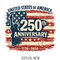 Heat transfer patch for USA 250th anniversary with flag and Statue of Liberty design. - Flag Liberty Silhouette Style (DS1271) / 22X19.8CM