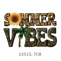 Summer Vibes warmteoverdrachtsticker met zonnebloem en palmboom voor doe-het-zelf kleding - Summer Vibes Zonnebloem Palm (TH0765) / 24x15.7cm