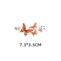 Autocollant transfert thermique papillon orange et fleur pour vêtements, 7,3x3,3cm - 7.3x3.3cm