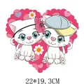 Cute cartoon white cats heart-shaped heat transfer iron-on sticker for DIY clothing - 22x19.3cm