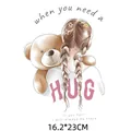 Cute girl with teddy bear hug heat transfer decal iron-on patch for clothing decoration - Girl Hugging Teddy Bear(DH0639) / 16.2x23cm