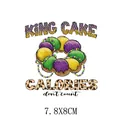 Colorful Mardi Gras King Cake iron-on heat transfer decal with calories don't count - King Cake Style (AT0289)