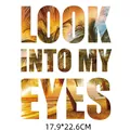 Transfert thermique "Look Into My Eyes" avec motif de plage tropicale et palmier, 17,9x22,6cm - Lettres Style Plage Tropicale (DH0546)