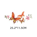 Écusson transfert thermique papillon et fleur pour décoration de vêtements 25,2x11,5cm - 25.2x11.5cm