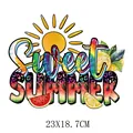Autocollant de transfert thermique Sweet Summer avec motif de soleil et de pastèque - 23x18.7cm
