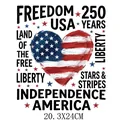 Patriotic USA flag heart heat transfer sticker for Independence Day, 20.3x24cm - Heart Flag Design (DF0638)