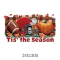 Transferencia térmica tema Acción de Gracias fútbol y calabaza DIY parche 24x13cm - Estilo Fútbol Tis' the Season (DS0652)