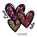 Leopard print heart heat transfer iron-on sticker for Valentine's Day clothes DIY decoration - Large Leopard Heart Combo Style (DH1248) / 22x20cm