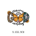 Sunflower butterfly heat transfer sticker with choosing God everyday quote 9.6x6.9cm - Choosing GOD Sunflower Butterfly (AT1986)