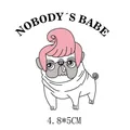 Stampa termica carino carlino con scritte Nobody's Babe per vestiti, misura 4,8x5cm - Stile Cane Carlino (AT0152)