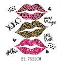 Stylish leopard and glitter lip heat transfer stickers for DIY clothes, 21.7x22cm - Fashion Lips Letters Style (DH0464) / 21.7x22cm