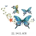Patch thermocollant papillon et fleur pour vêtements, transfert à chaud, 22,3x15,6cm - 22.3x15.6cm
