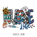 Nurse Life heat transfer iron-on patch for medical professional apparel decoration - 24X17.2CM