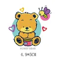 Patch termoadesiva orsetto carino per decorazione fai-da-te vestiti bimbi 4,9x5cm - Stile Orso del Miele (AT0153)