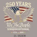 USA Semiquincentennial heat transfer patch with eagle and flag design, 21.5x22cm - Spreading Eagle Retro Style (DS1276)