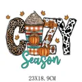 Autocollant de transfert thermique Cozy Season avec motifs léopard et citrouilles - Motif COZY Season (DH1778) / 23x18.9cm