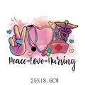 Peace Love Nursing medical theme glitter heat transfer decal for clothes decoration - 25X18.6CM
