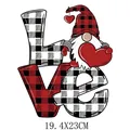 Valentine's Day heart and plaid gnome heat transfer sticker for DIY clothing iron-on - Gnome LOVE Plaid Style (DH1249) / 19.4x23cm