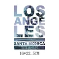 Sticker transfert thermique Los Angeles Santa Monica Beach, taille 16x22,5cm - Architecture de Plage de Los Angeles (DH0373)
