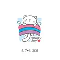 Cute cartoon cat and rainbow heat transfer DIY patch for clothing, size 5.7x6.3cm - Happy Day Cat Style (AT0146)