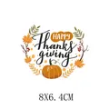 Thanksgiving pumpkin and maple leaf design heat transfer sticker for clothing 8x6.4cm - Small Happy Thanksgiving Pumpkin (AT1395)