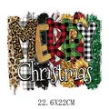 Wasbare kerst warmteoverdracht sticker voor kleding met geruit en luipaard patroon - 22.6x22cm