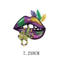 Mardi Gras glitter lips heat transfer sticker for clothing DIY, size 7.2x8cm graphic - Glitter Lips Style (AT0292)