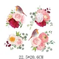 Vibrant floral and bird heat transfer sticker for clothing decorations, 22.5x20.6cm - 22.5x20.6cm / Peony Robin Style (DH0592)