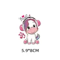 Cute cartoon unicorn heat transfer sticker for kids clothing DIY iron-on decal 5.9x8cm - Music Unicorn Style (AT0423) / 5.9x8cm