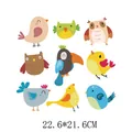Colorful cartoon bird heat transfer patches for kids' DIY clothing, 22.6x21.6cm - 9 Cartoon Bird Styles (DH0406)