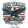 American Semiquincentennial heat transfer sticker featuring a bald eagle, 22x20.9cm size - Distressed Eagle Graphic Style (DS1279)