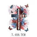 Decorative American flag cross and sunflower heat transfer decal with faith text, 7.4x9.7cm - Faith US Flag Sunflower Cross (AT1740)