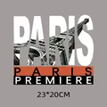 Patch transfert thermique Tour Eiffel Paris pour vêtements et sacs taille 23x20cm - Rayures de la Tour Eiffel à Paris (DH0306)
